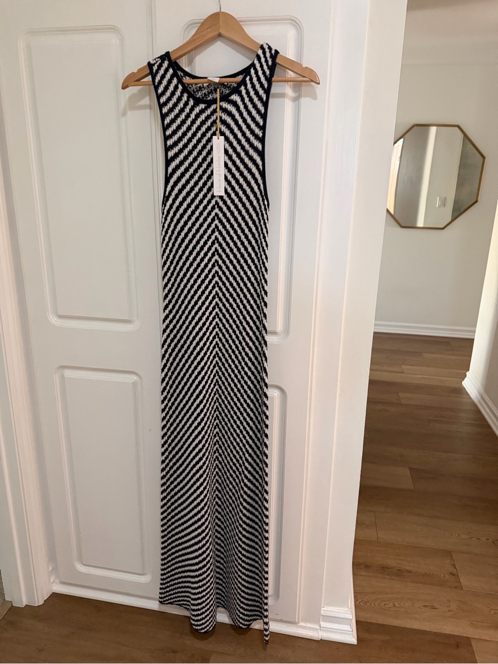 House of Harlow 1960 Black and White Chevron Maxi Dress